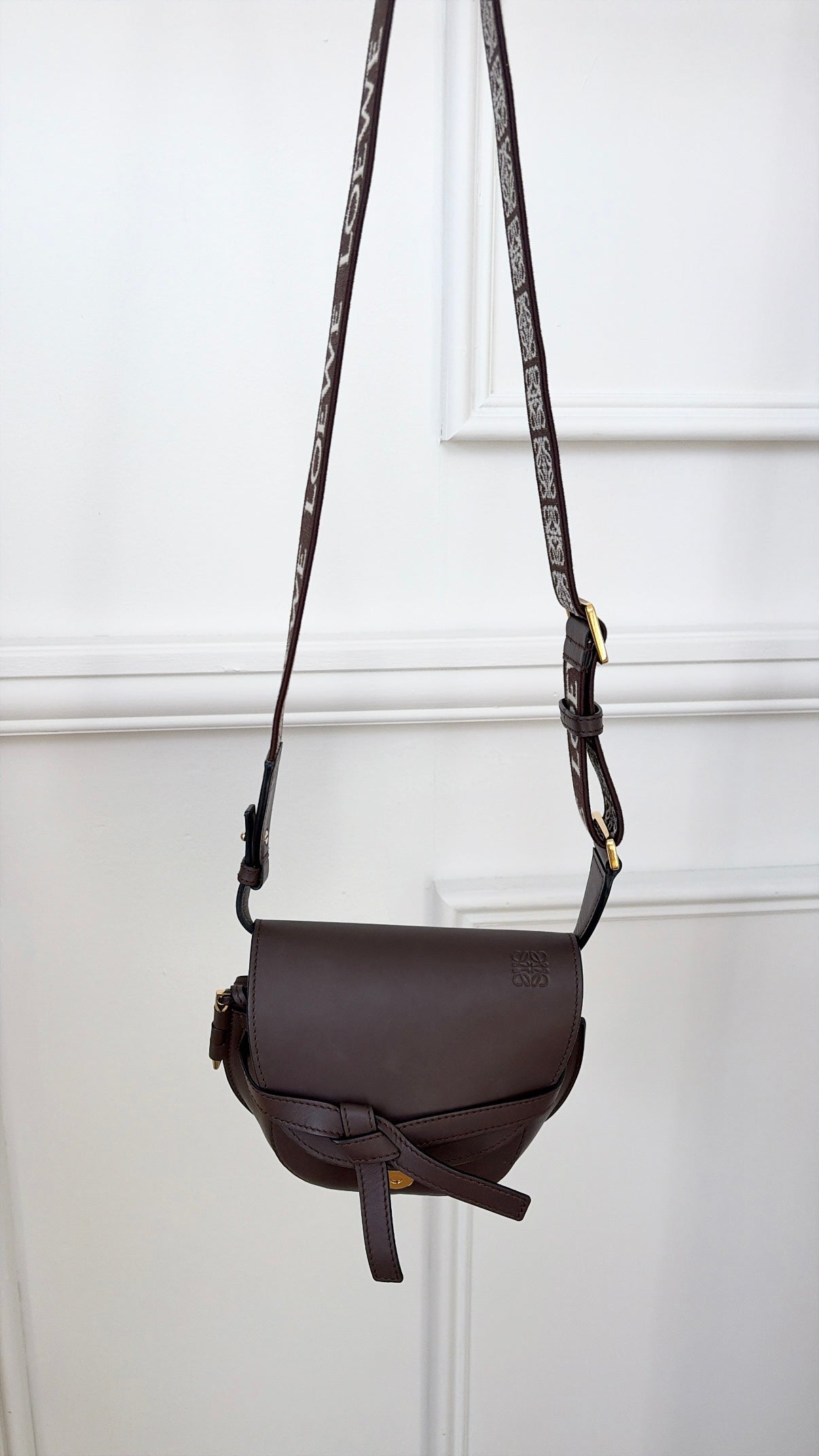 Loewe Chocolate Leather Mini Gate Bag