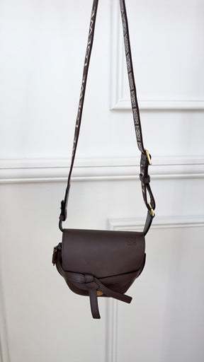 Loewe Chocolate Leather Mini Gate Bag