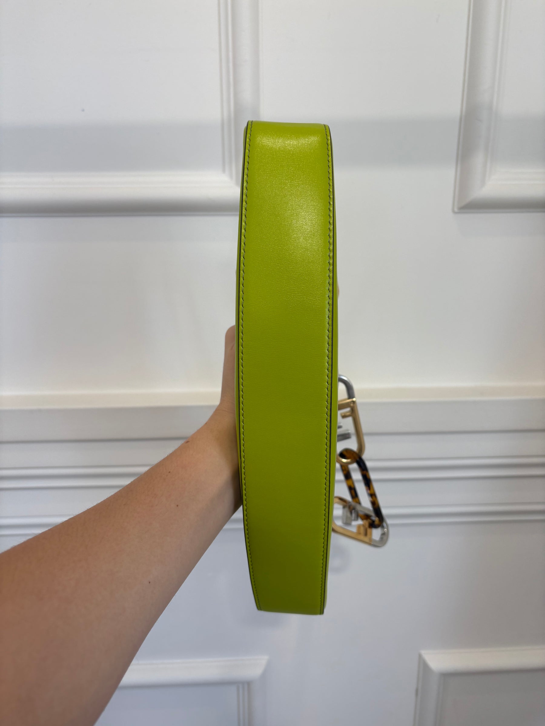 Fendi Chartreuse Leather O'lock Shoulder Bag