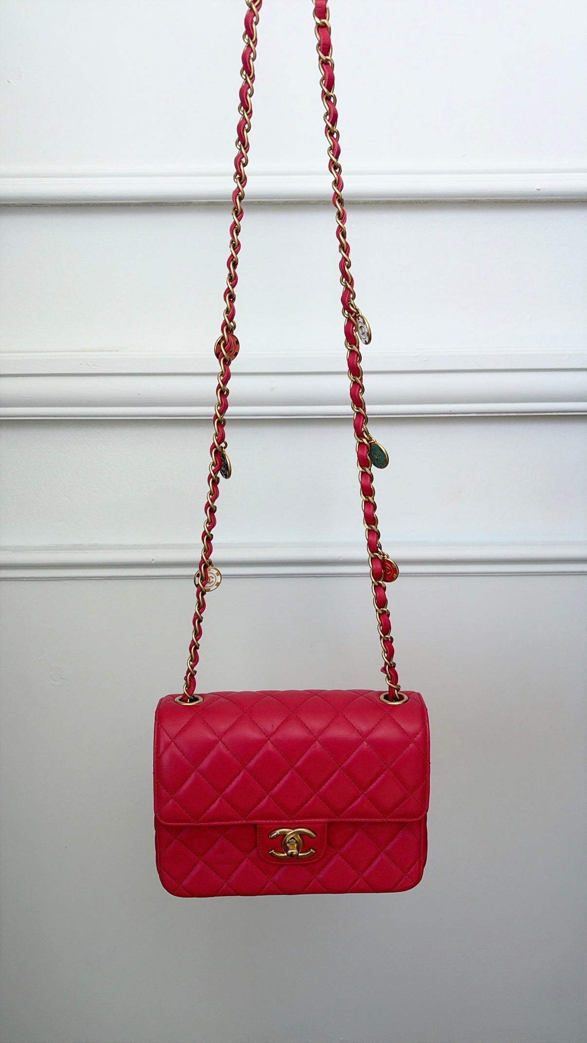 Chanel Coral Lambskin Leather Casino Chips Mini Flap