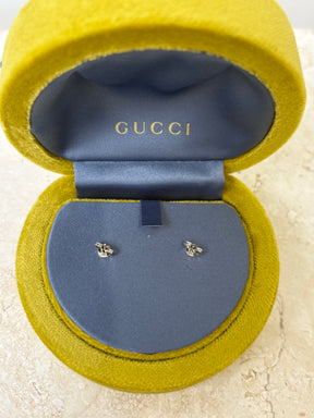 Gucci White Gold Marmont Studs