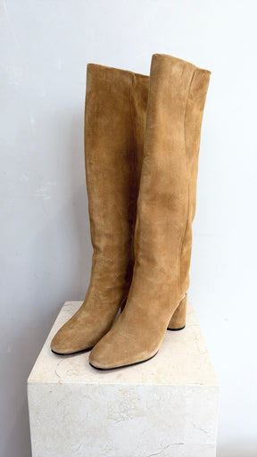 Jimmy Choo Sand Suede Knee High Heeled Boots, 40