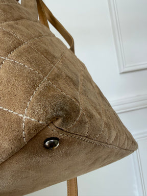 Chanel Beige Suede Wild Stitch Tote Bag with Shoulder Strap