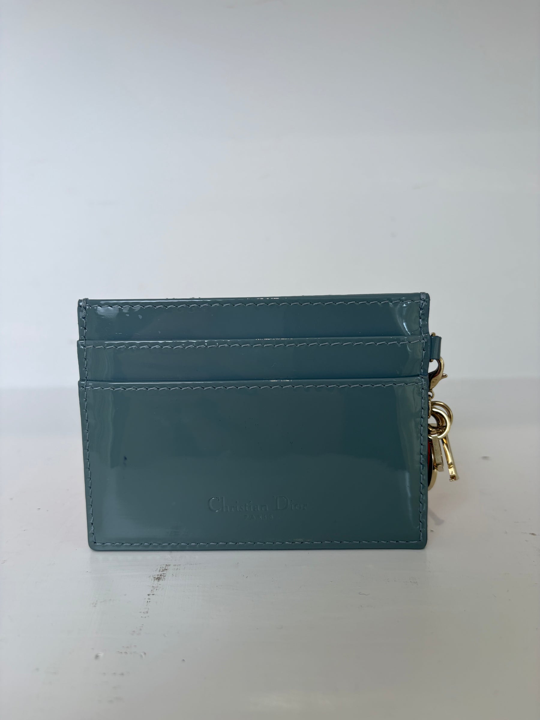 Dior Grey Patent Lady Dior Card Holder