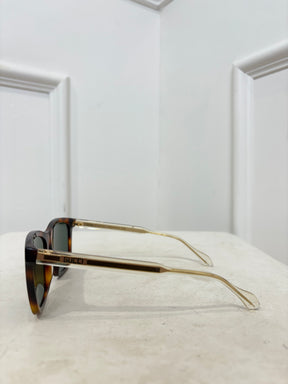 Gucci Tortoiseshell Wayfarer Gold Arm Sunglasses