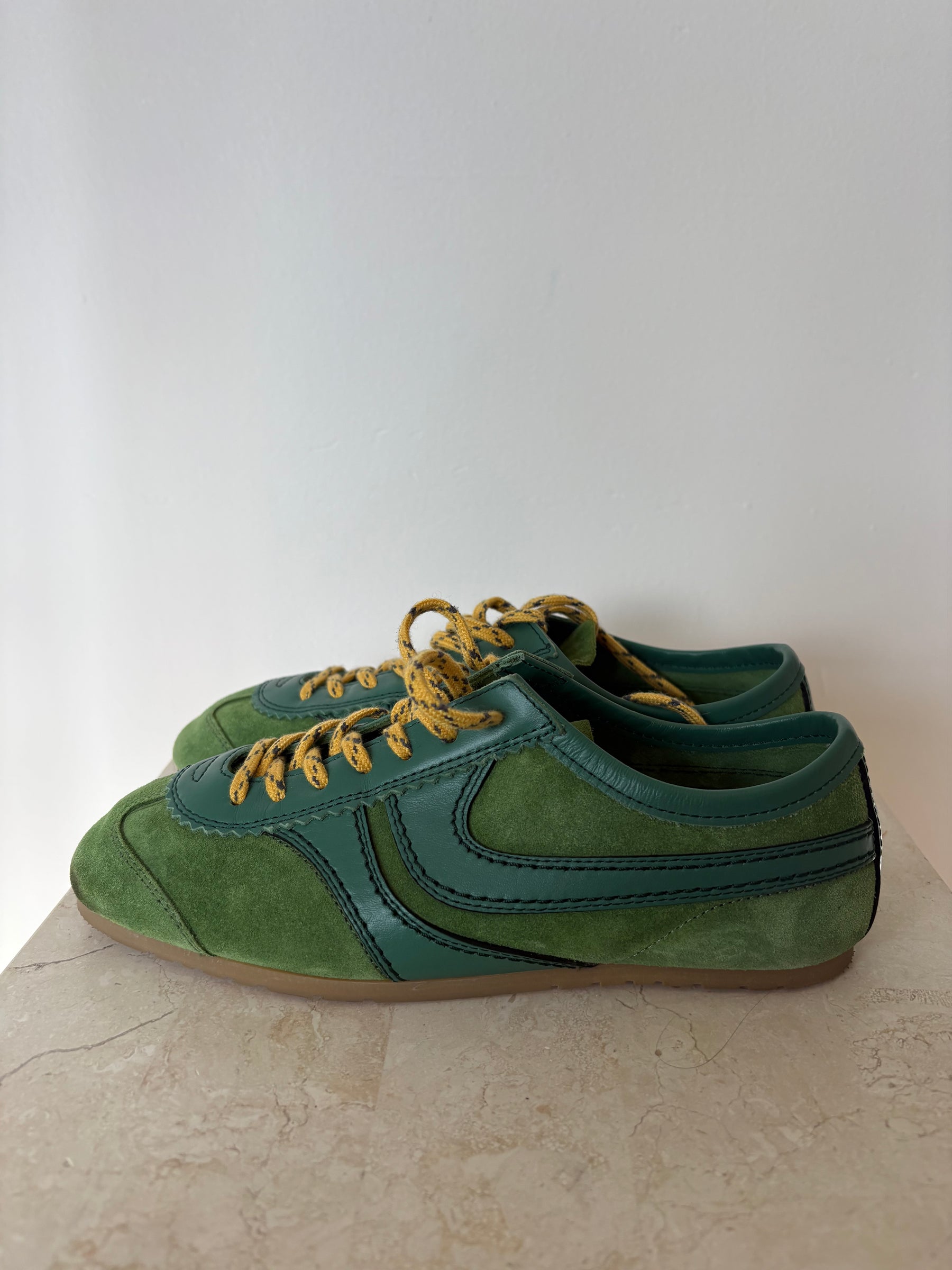 Dries van Noten Green Suede and Leather Sneakers, 36