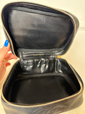 Chanel Black Caviar Leather Toiletry Case