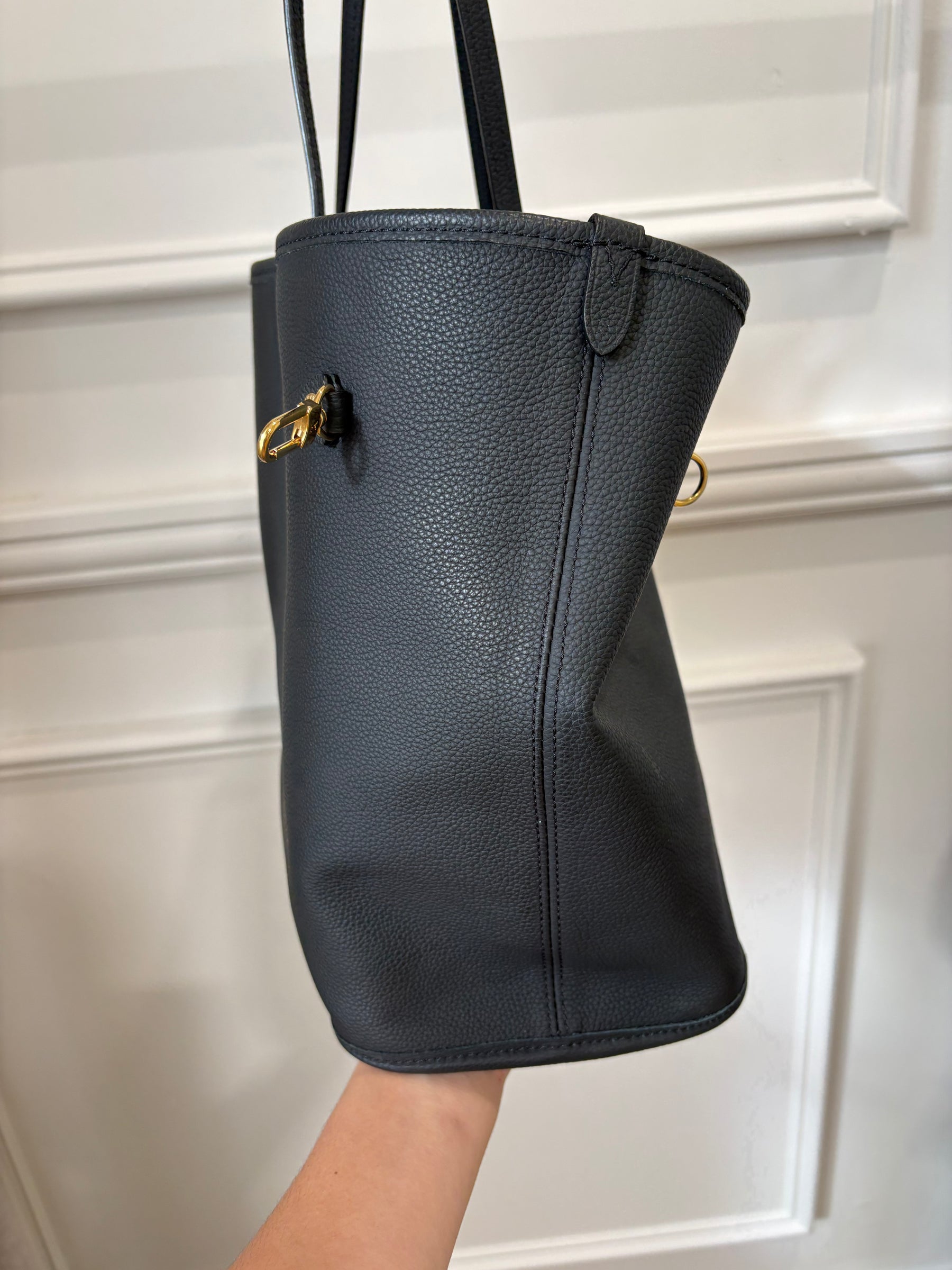 Louis Vuitton Black Leather and Canvas Monogram Reversible Neverfull Tote PM