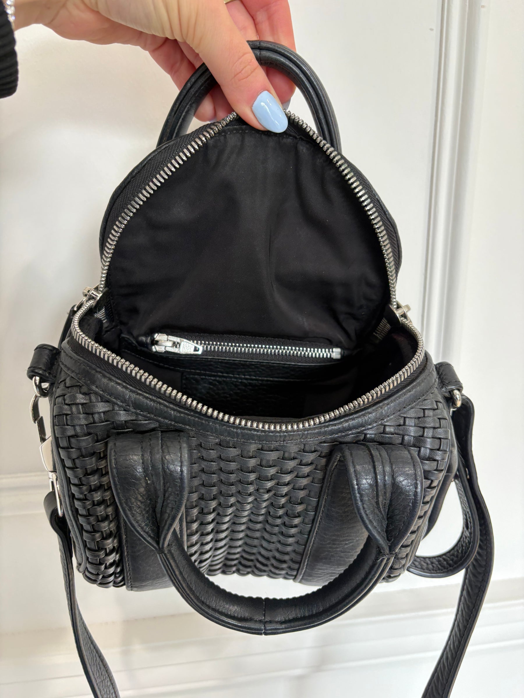 Alexander Wang Black Woven Leather Rocco Bag