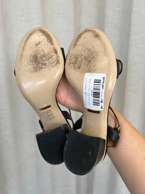 Gucci Black Leather Marmont Strappy Heels, 37
