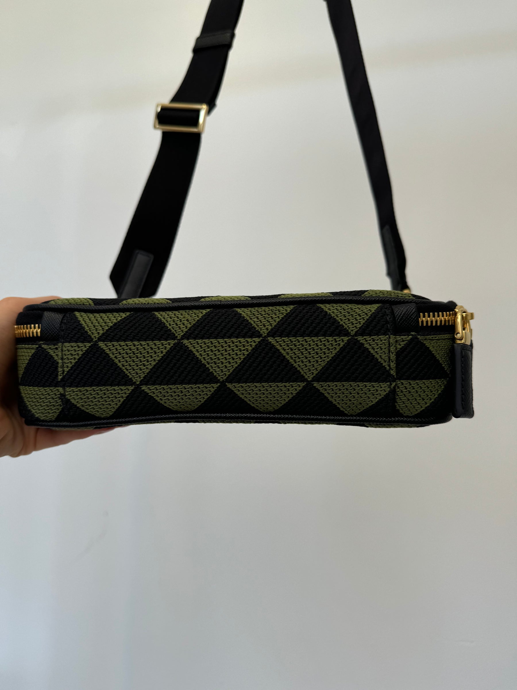 Prada Bandoliera Green And Black Jacquard Cross Body Bag