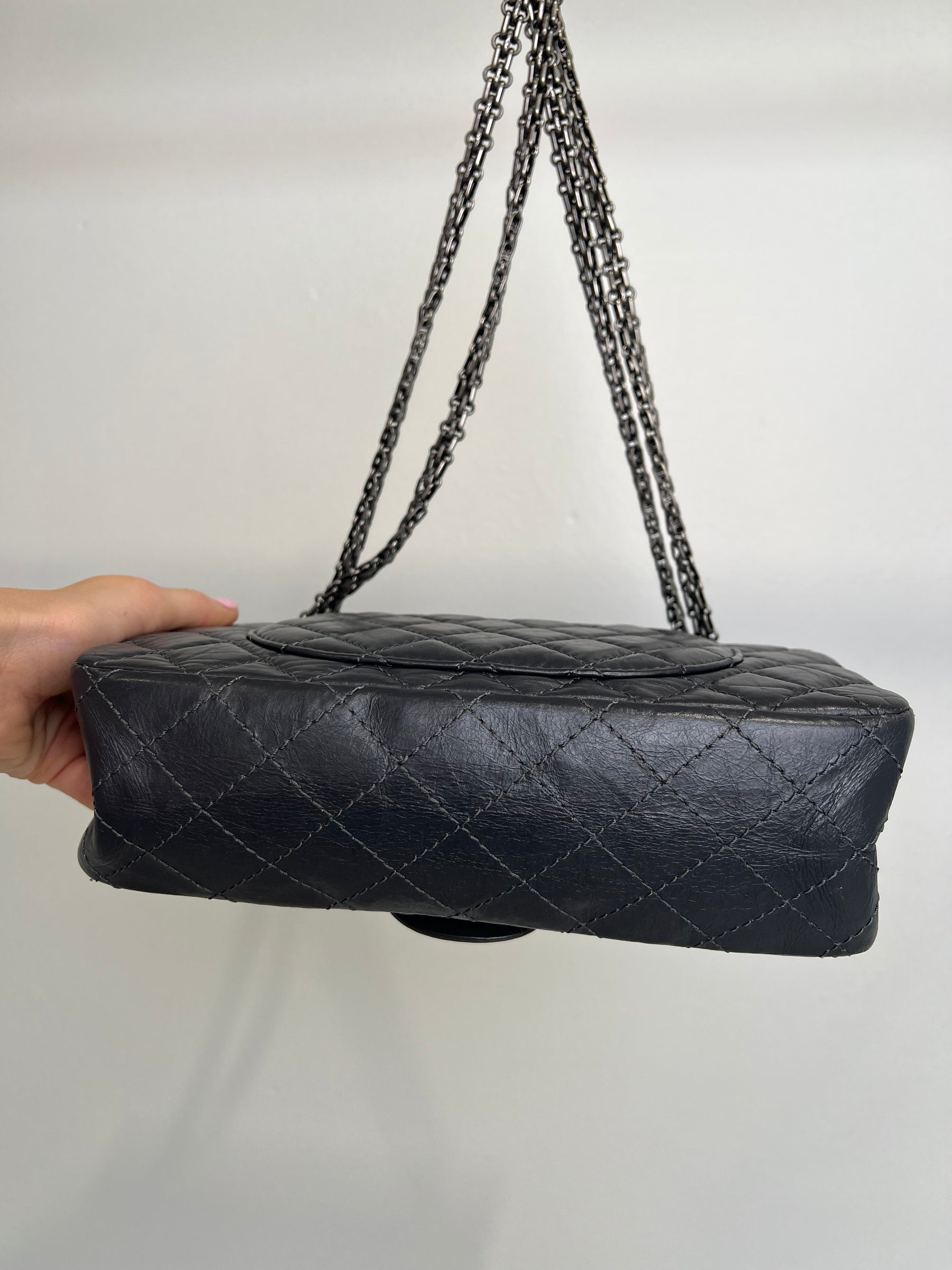 Chanel Dark Grey Lambskin Leather Small Reissue Flap Bag