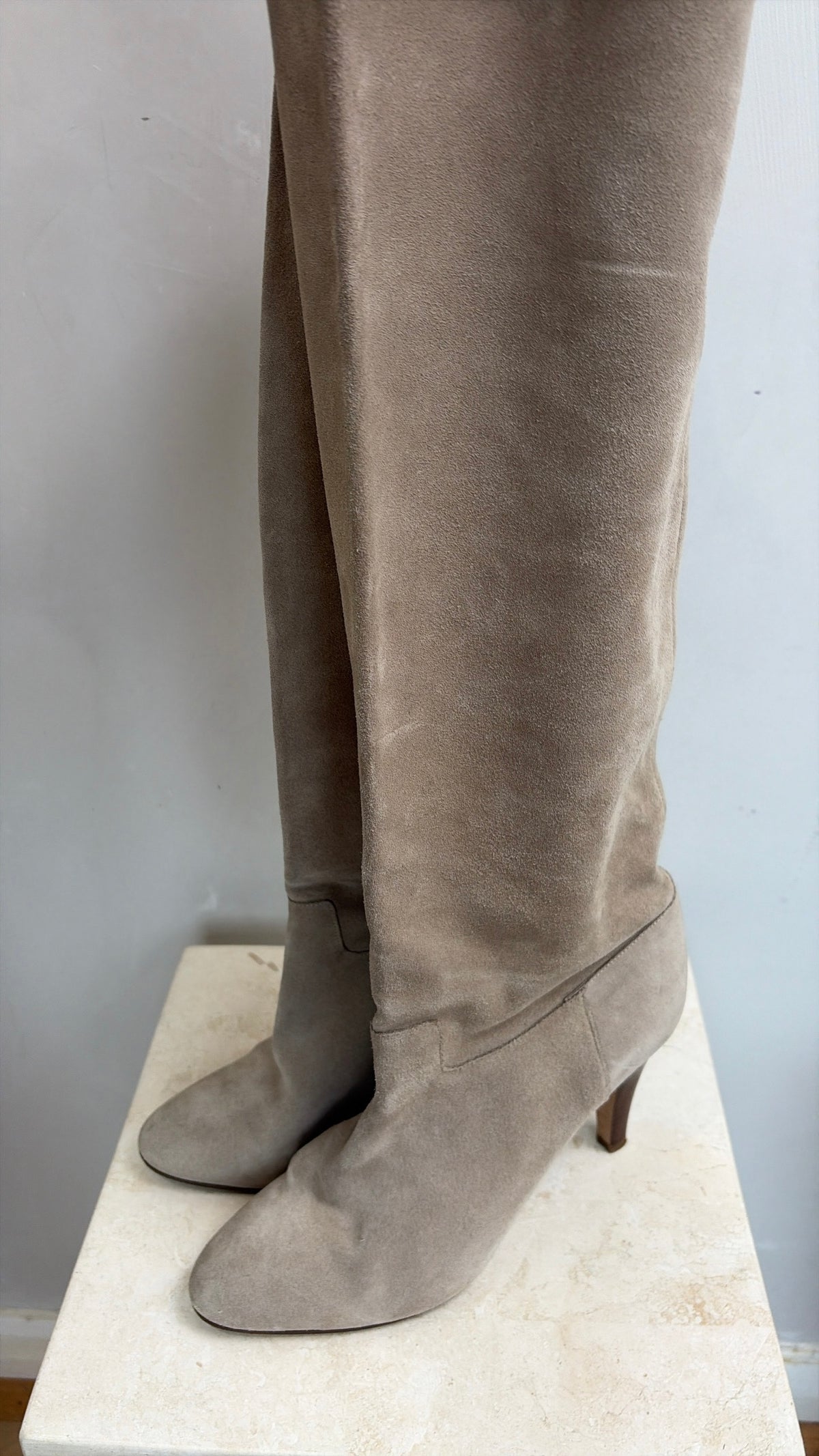 Chloé Taupe Suede Knee High Boots, 39