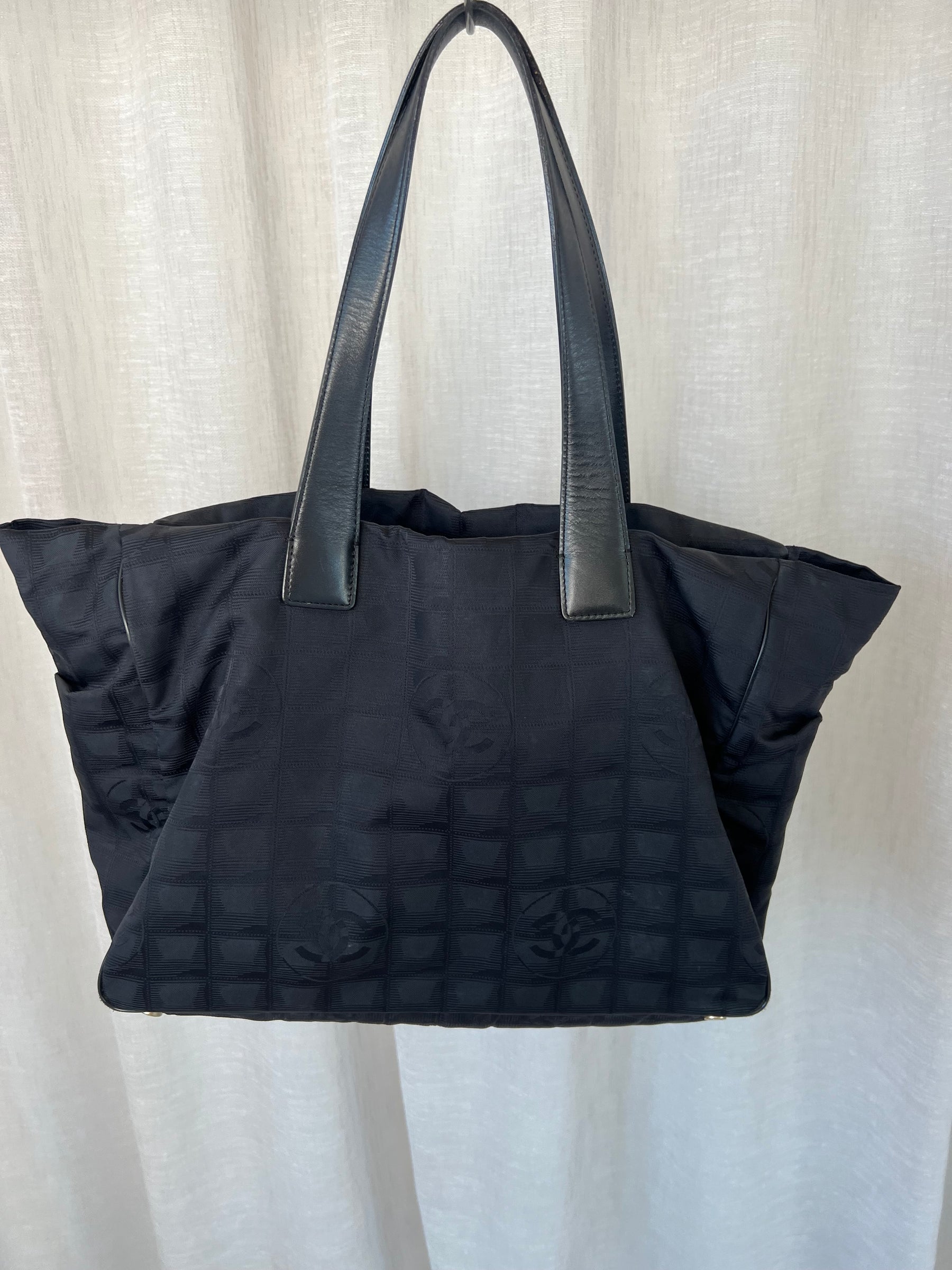 Chanel Black Nylon Logo 'Travel Line' Tote