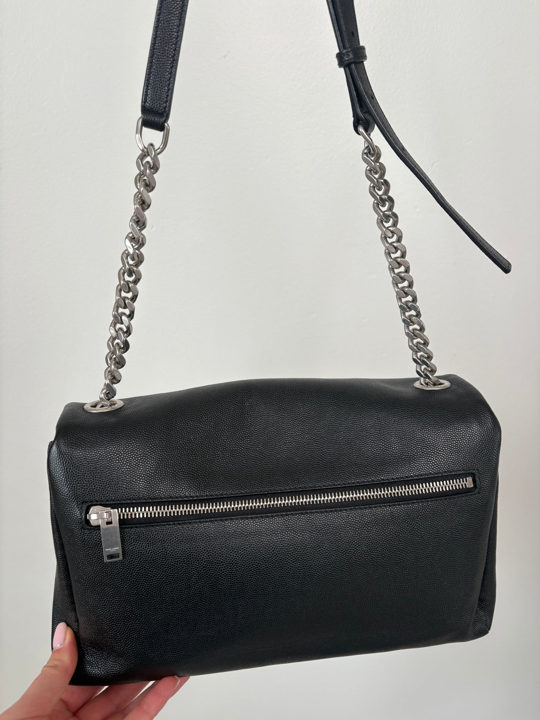 Saint Laurent Medium Monogram Grained Leather West Holywood Bag