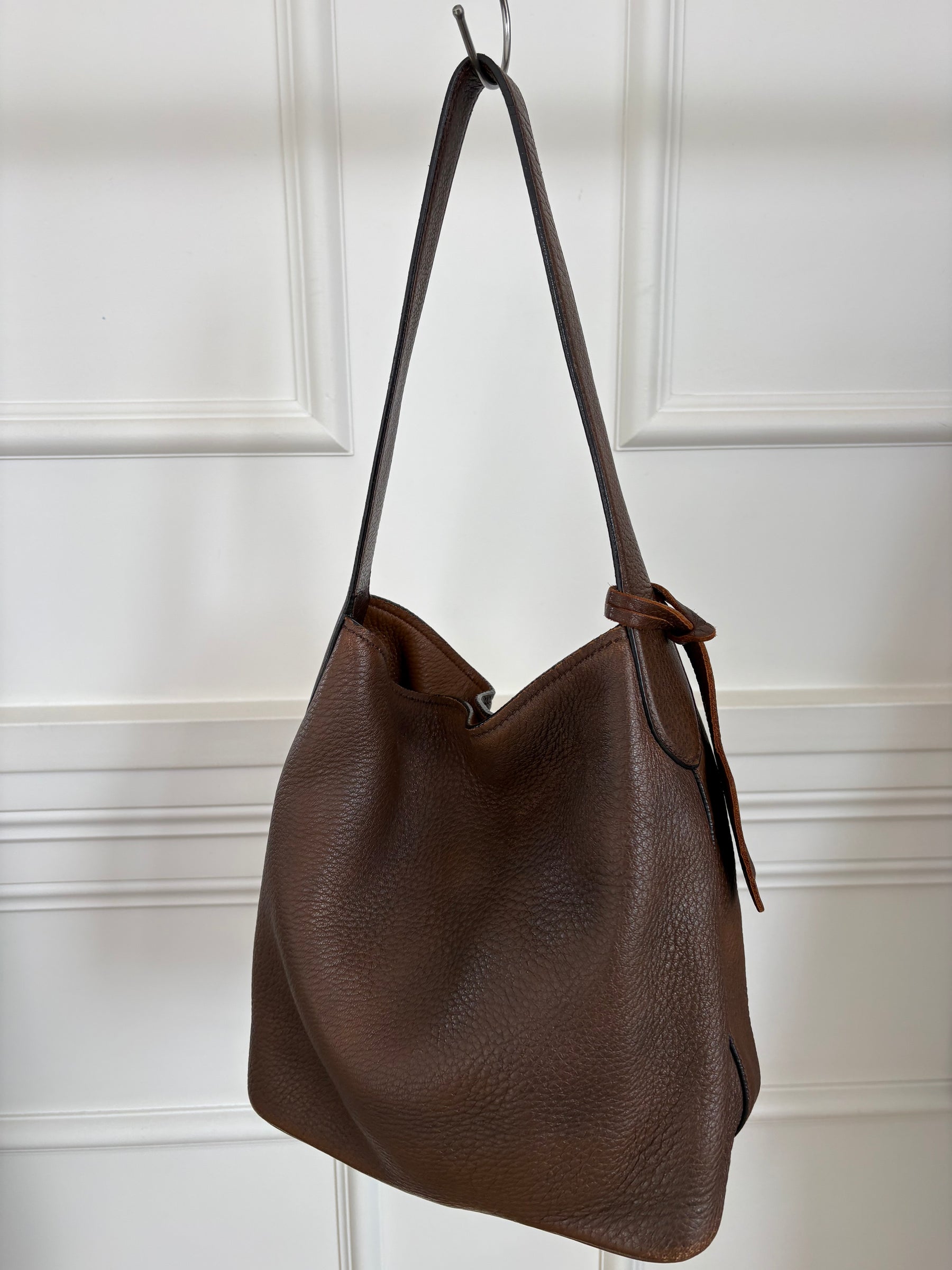 Prada Chocolate Brown Leather Hobo Bag