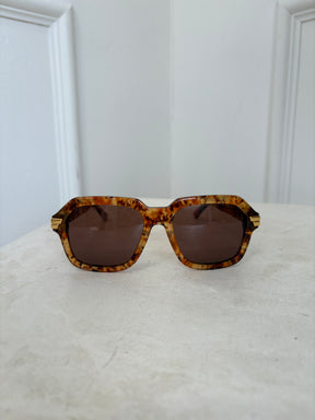 Bottega Veneta Orange Transparant Speckled Square Sunglasses