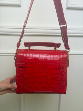 Balmain Red Croc Print B Buzz 23 Bag