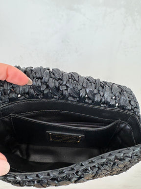 Prada Black Raffia Logo Crossbody Bag