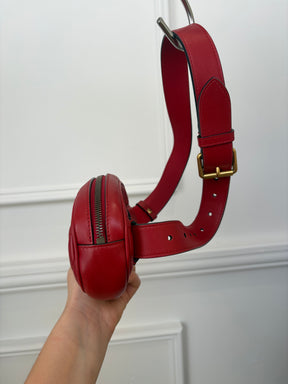 Gucci GG Marmont Mini Red Matelassé Leather Belt Bag