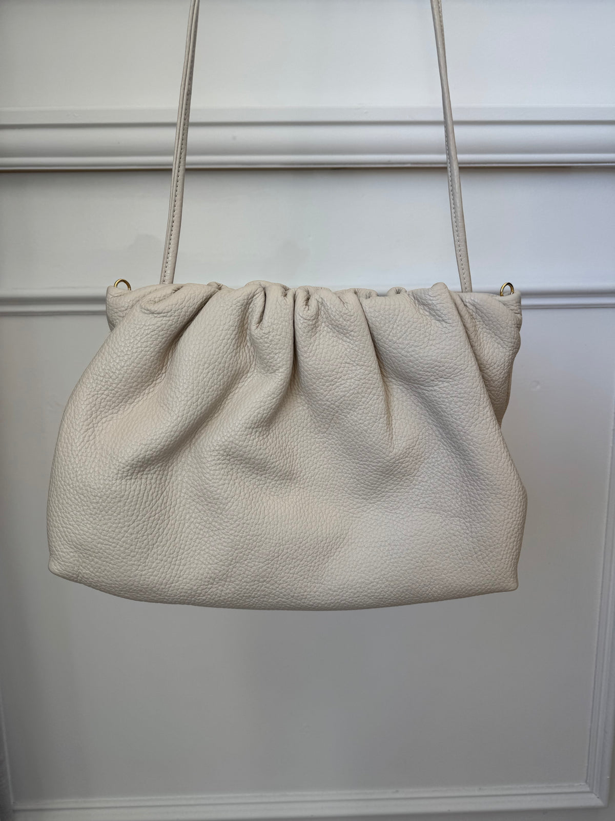 A-ESQUE Stone Leather Ruched Crossbody Pouch