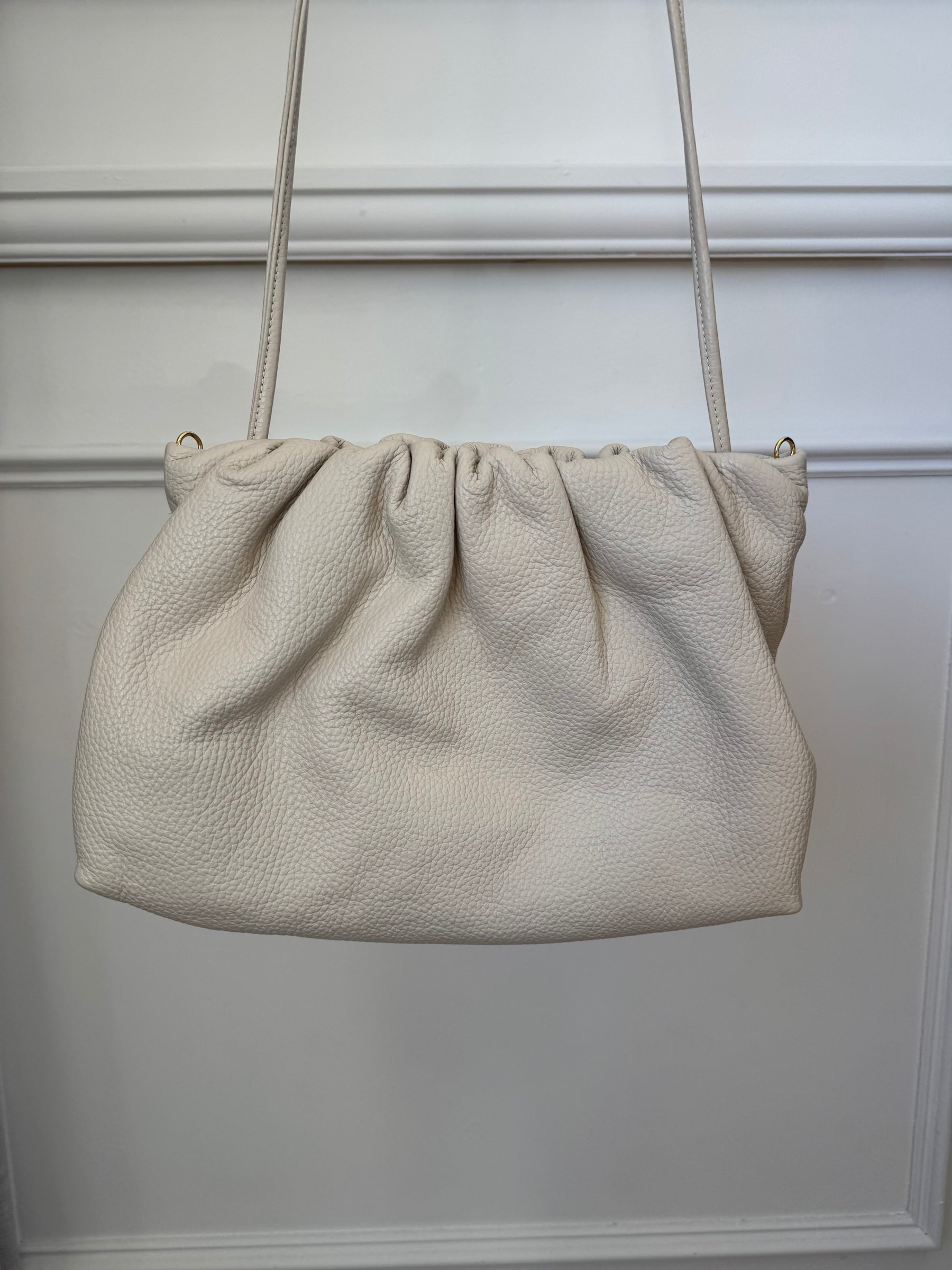 A-ESQUE Stone Leather Ruched Crossbody Pouch