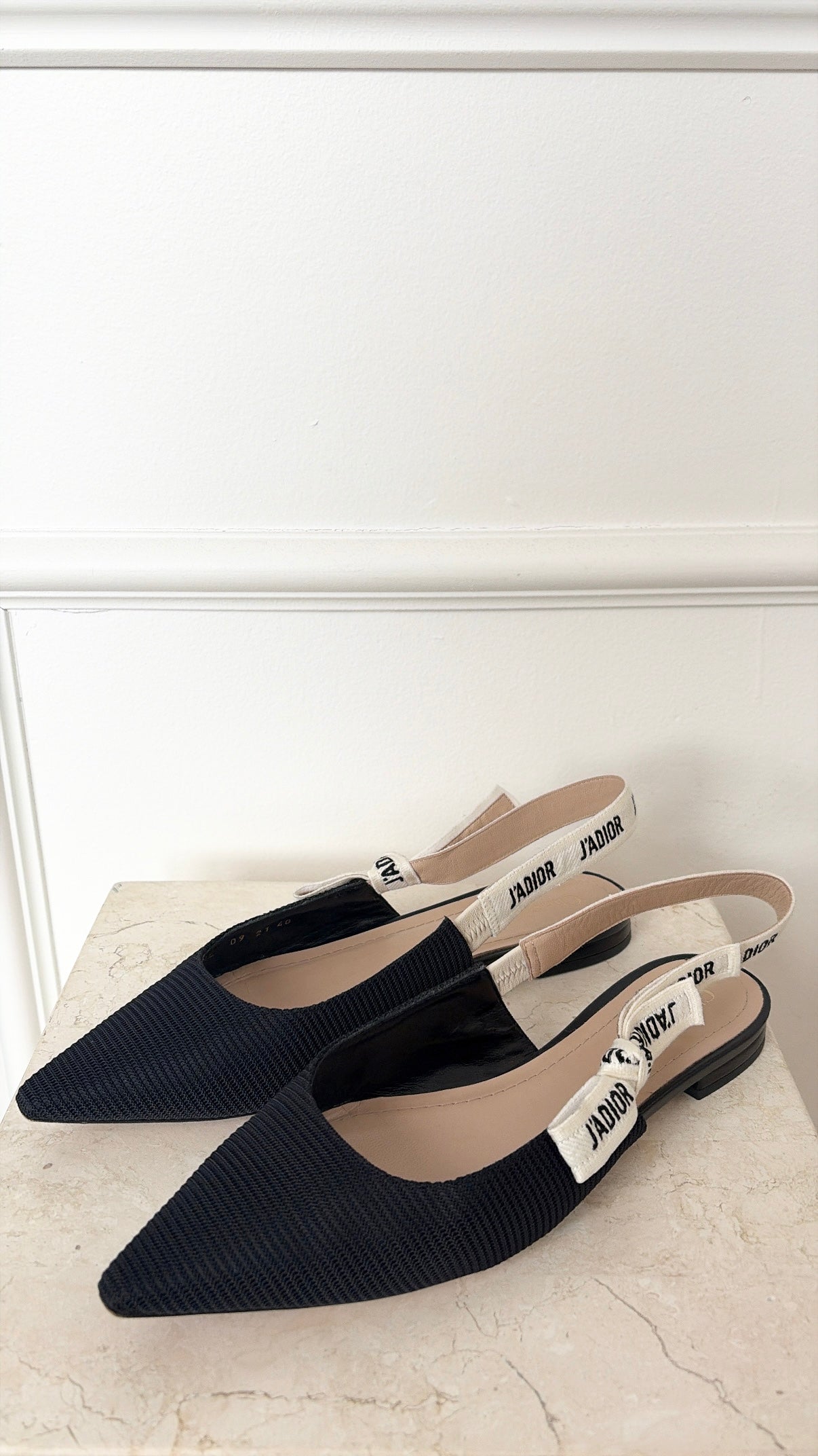 Dior Black Technical J'Adior Slingback Flats, 40
