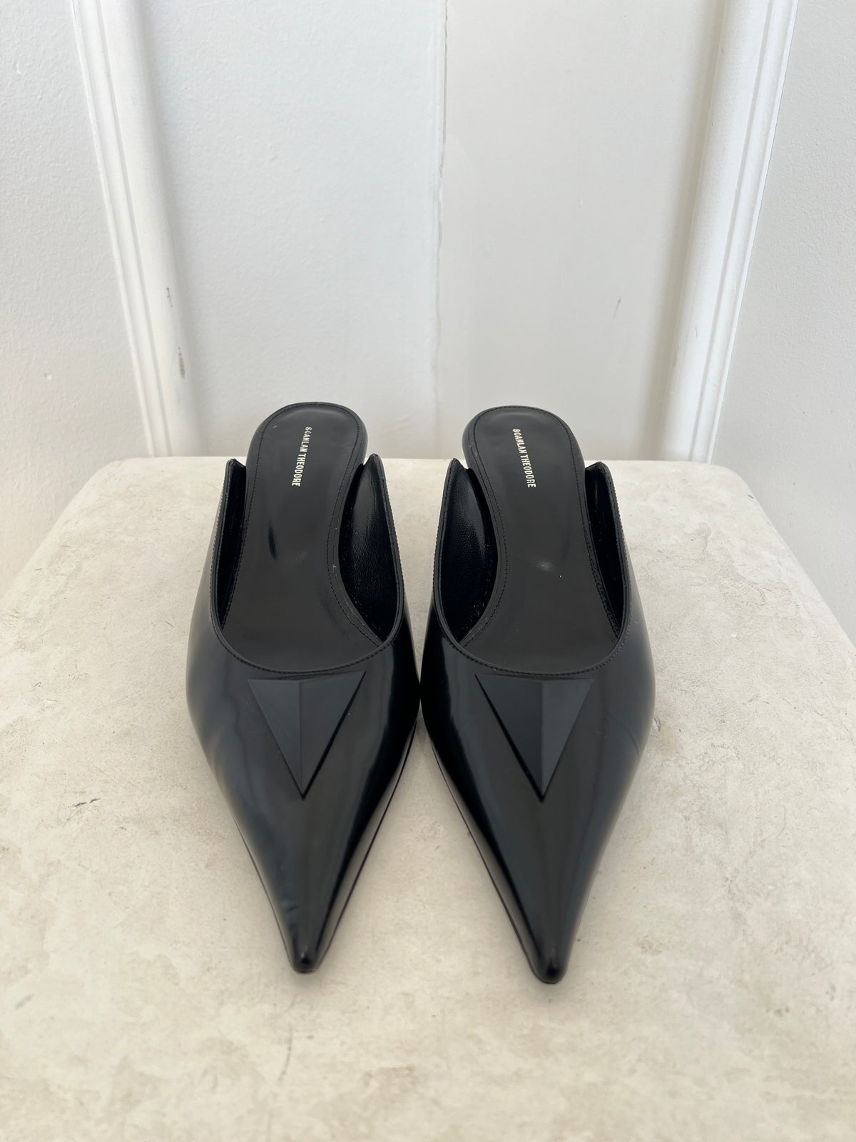 Scanlan Theodore Black Leather Pointed Mule, 39