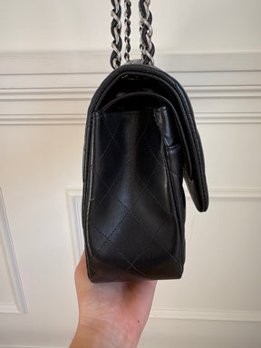 Chanel Black Lambskin Leather Classic Jumbo Flap