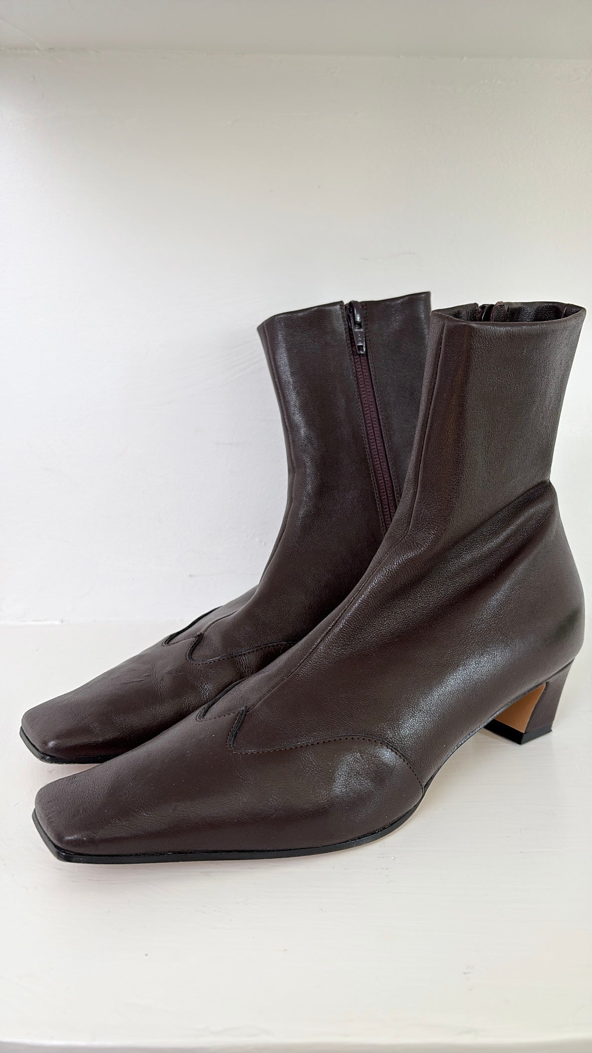 Khaite Brown Leather Ankle Boots, 37