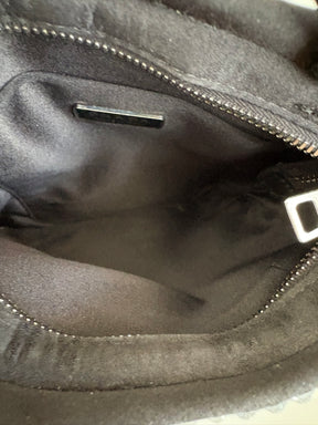 Prada Satin Crystal Embellished Flat Tote with Shoulder Chain
