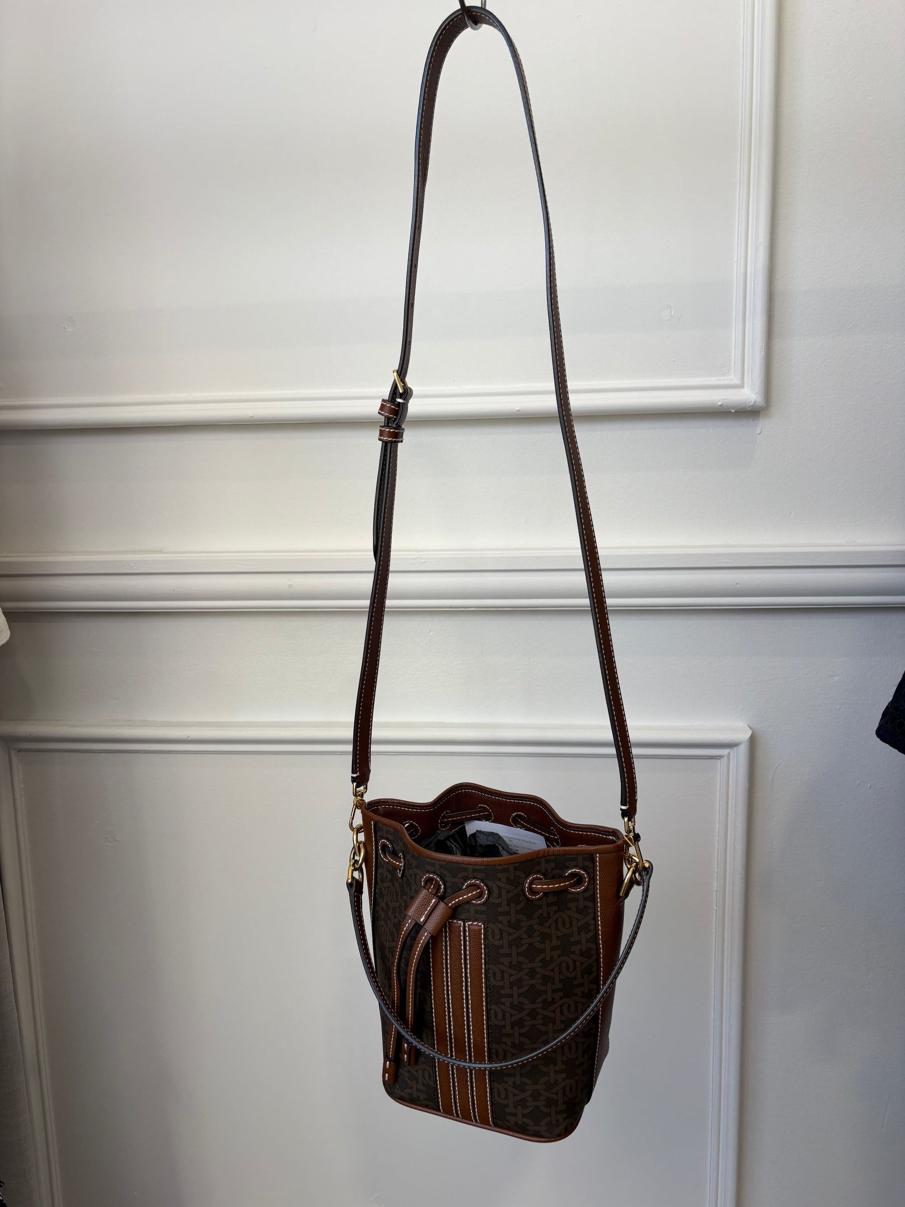Bally Brown Canvas Monogram And Leather Bucket Bag