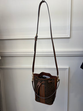 Bally Brown Canvas Monogram And Leather Bucket Bag