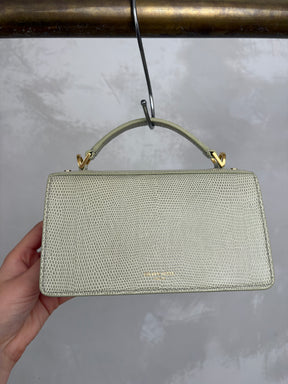 Golden Goose Sage Lizard Embossed Mini Top Handle Crossbody Bag