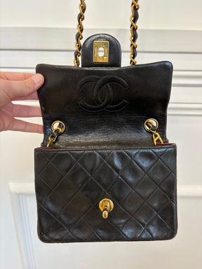 Chanel Vintage Mini Flap Bag Dark Brown Gold HW