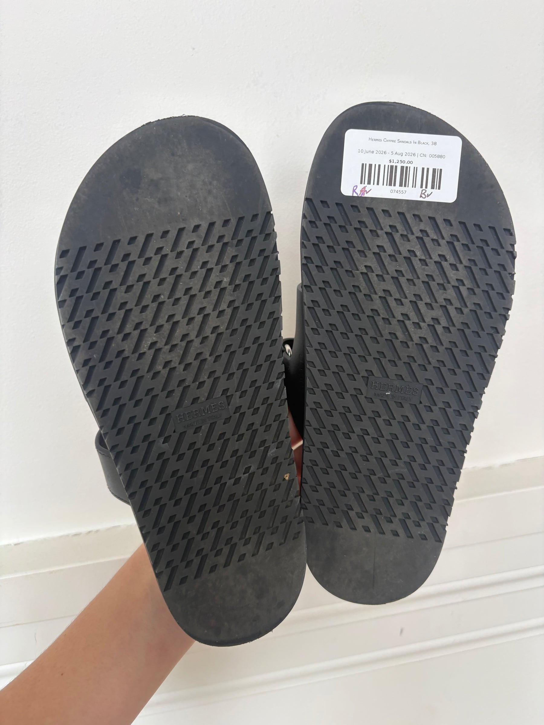 Hermes Chypre Sandals In Black, 38