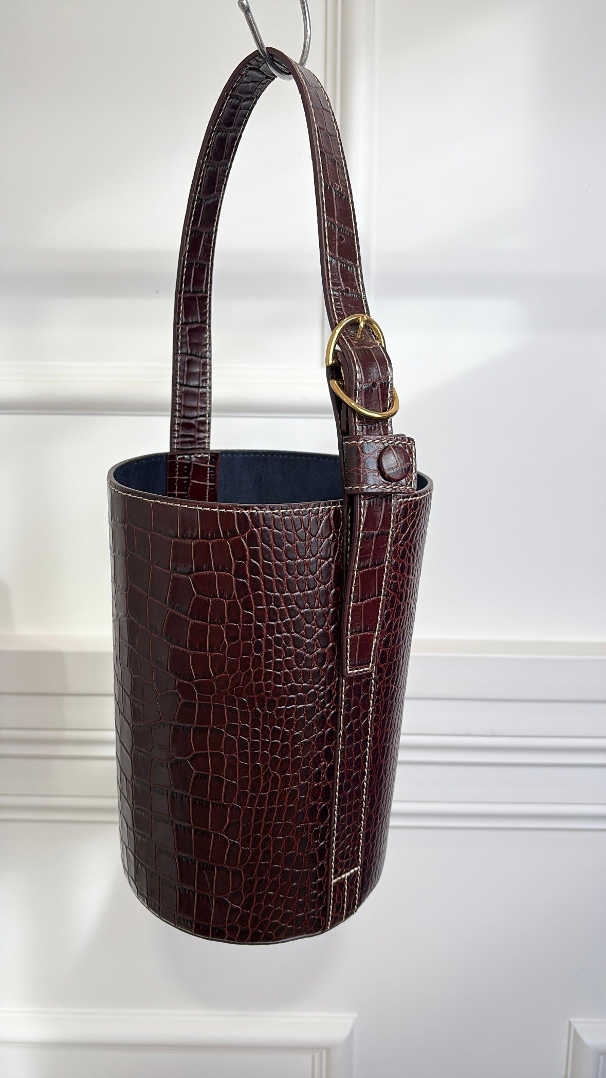 Trademark Croc Effect Brown Bucket Bag