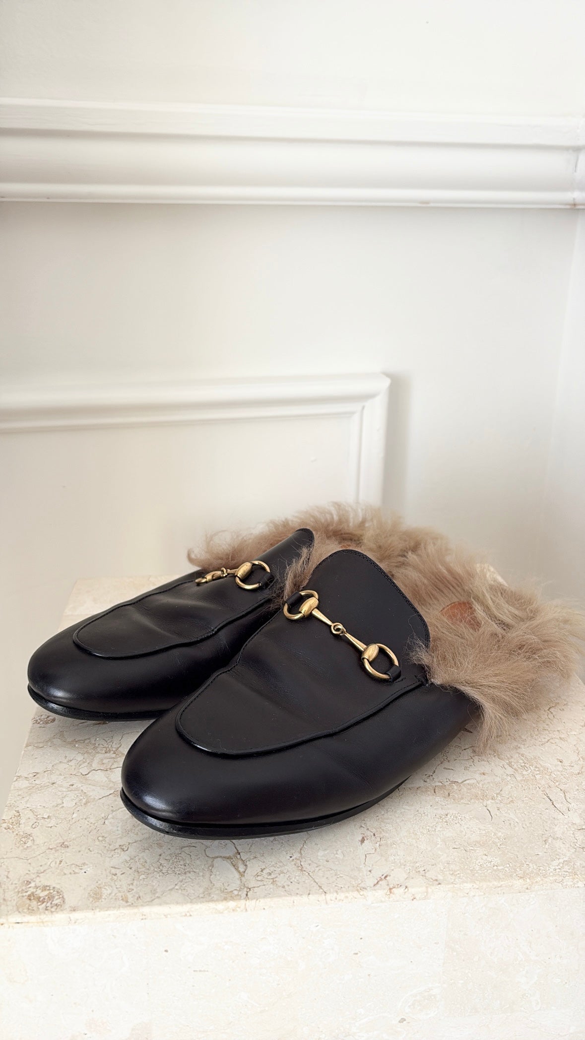 Gucci Princeton Horesbit Fur Slides, 40