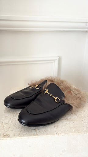 Gucci Princeton Horesbit Fur Slides, 40