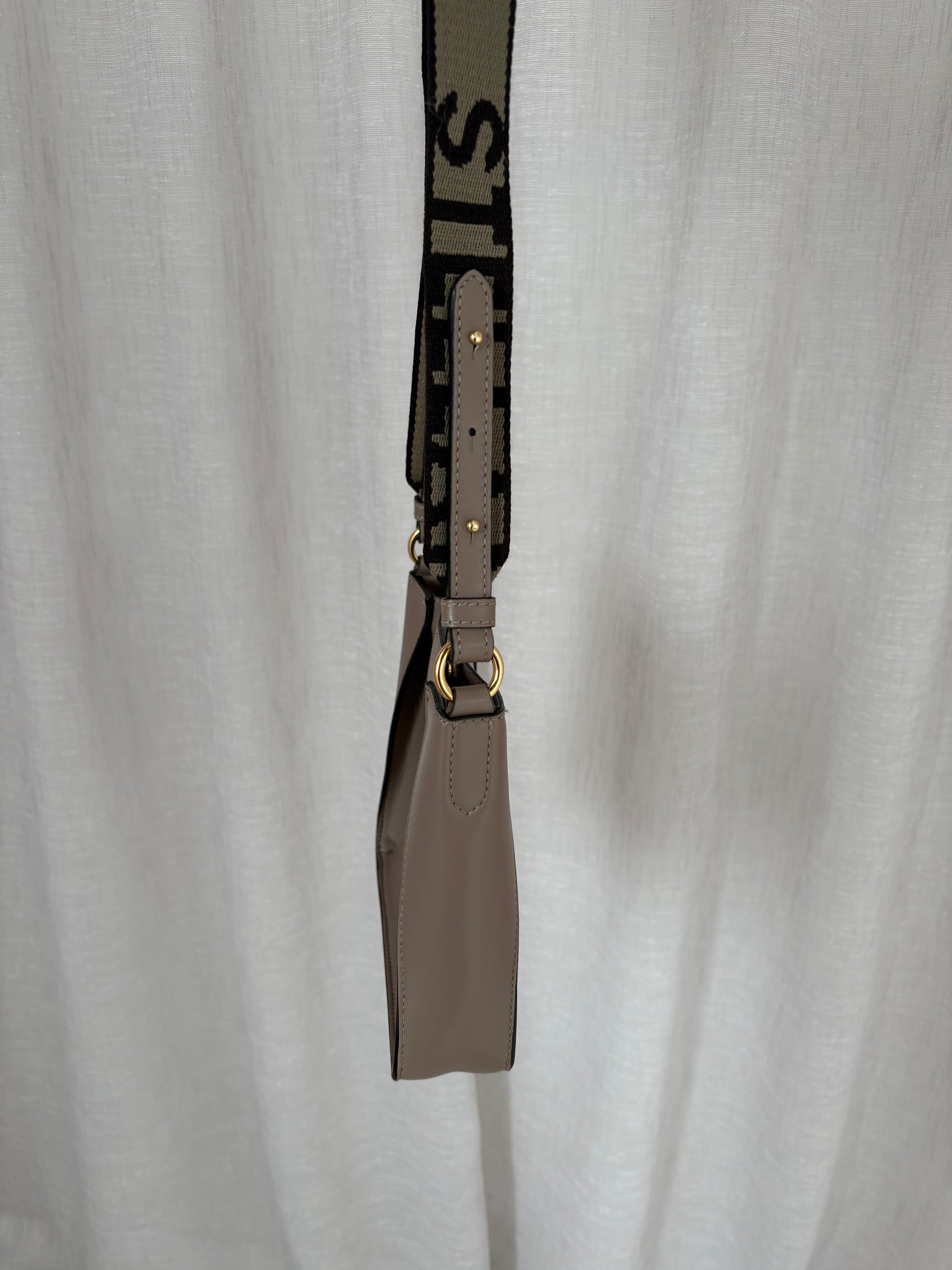 Stella McCartney Taupe Alt Leather Logo Crossbody Bag