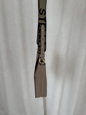 Stella McCartney Taupe Alt Leather Logo Crossbody Bag