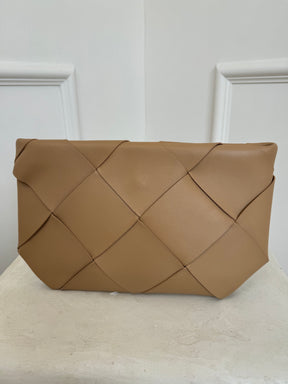Bottega Veneta Leather Clutch Bag Beige