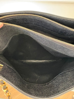 Chanel Vintage Coco Mark Chain Tote Bag Black