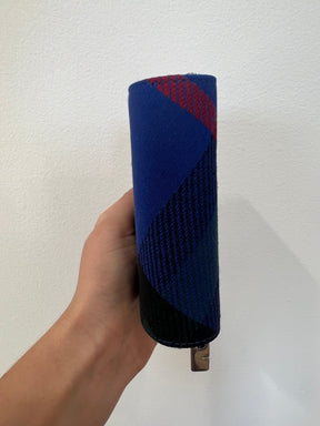 Burberry BLue Canvas Checked Zip Around Wallet