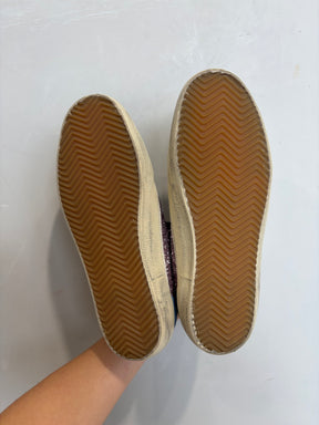 Golden Goose Blue Suede and Purple Glitter Midstar Sneakers, 38