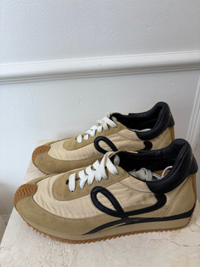 Loewe Beige and Black Nylon and Suede Flo Sneakers, 38