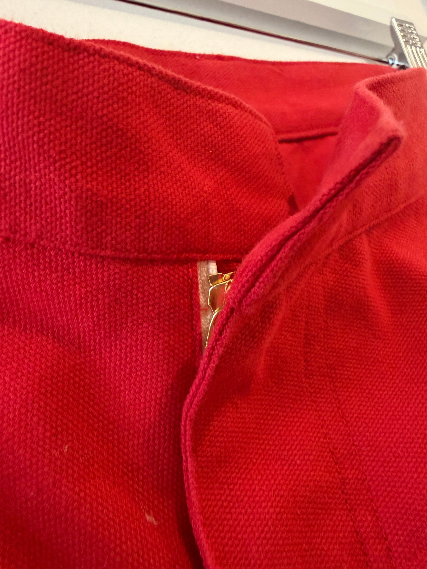 Lucy Folk Ecru and Red Canvas Pant *no main label*, S