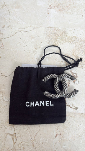 Chanel Pewter CC Brooch