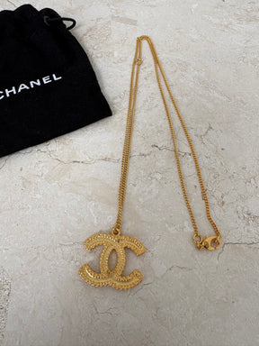 Chanel Gold Tone CC Pendant Necklace