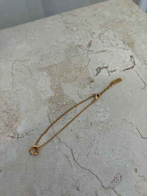 Saint Laurent Gold Tone Logo Charm Bracelet